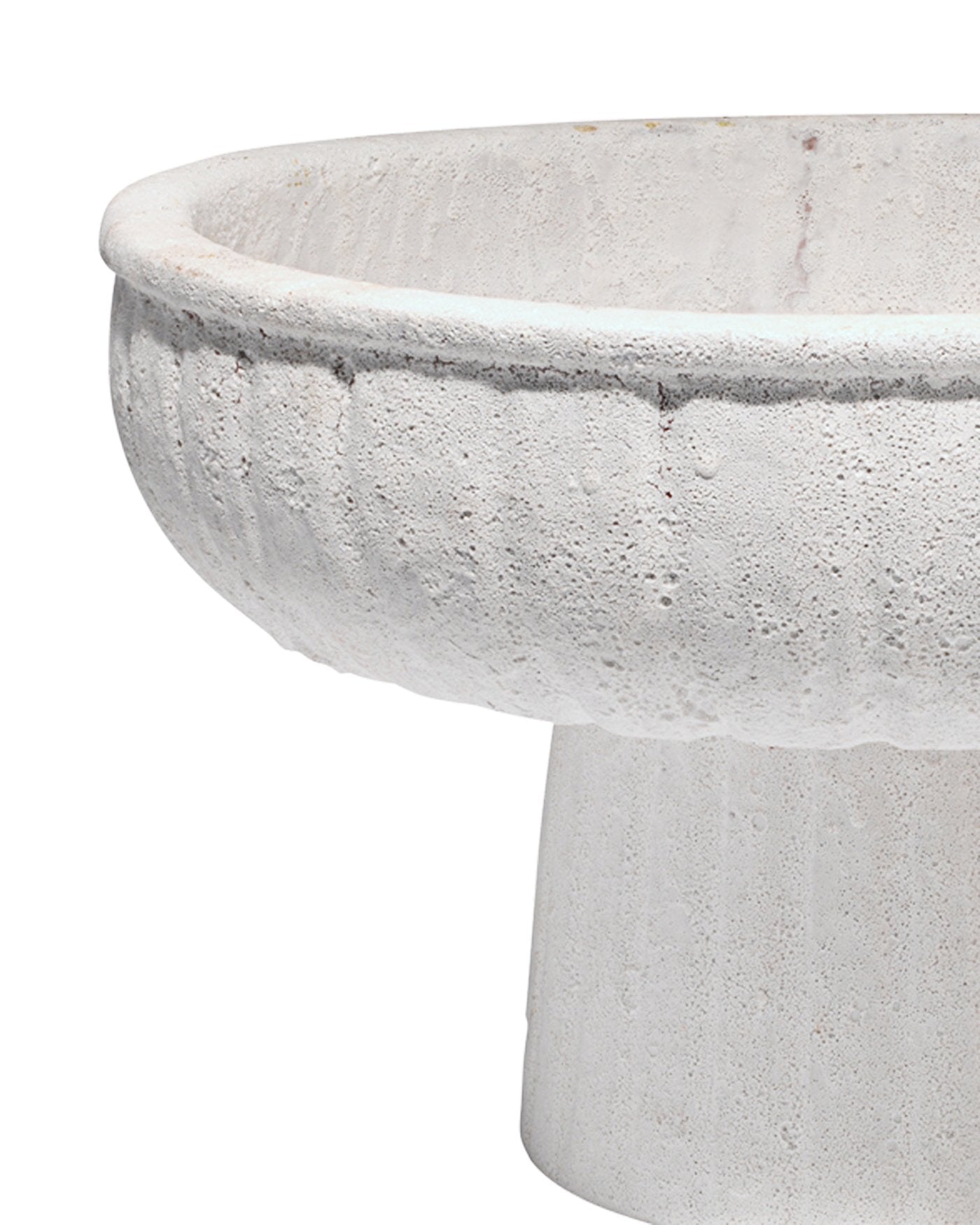 Jamie Young Aegean Large Pedestal Bowl In Rough Matte White Ceramic