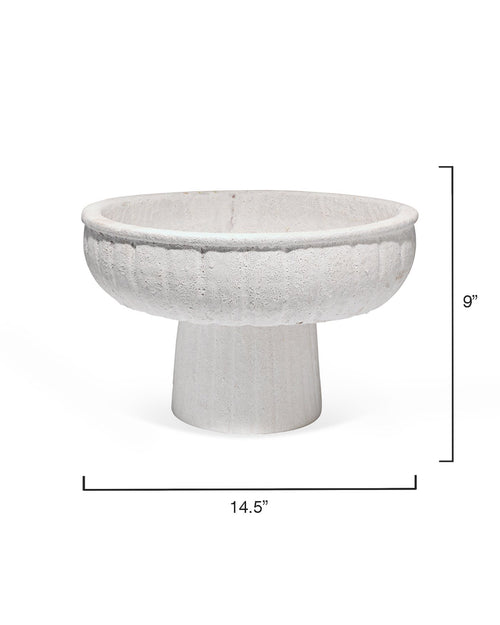 Jamie Young Aegean Large Pedestal Bowl In Rough Matte White Ceramic