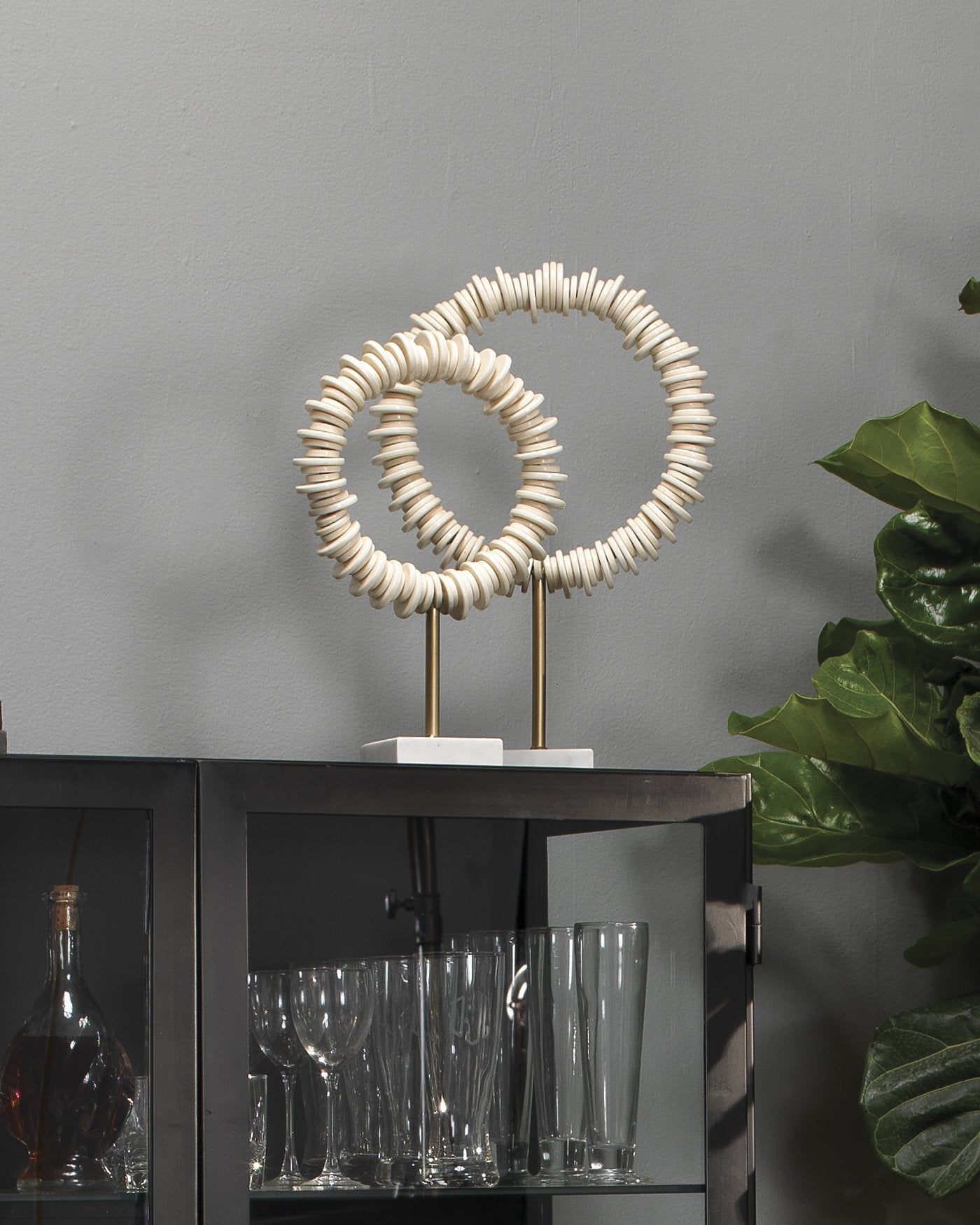 Jamie Young Arena Ring Sculptures (Set Of 2) In Cream Resin