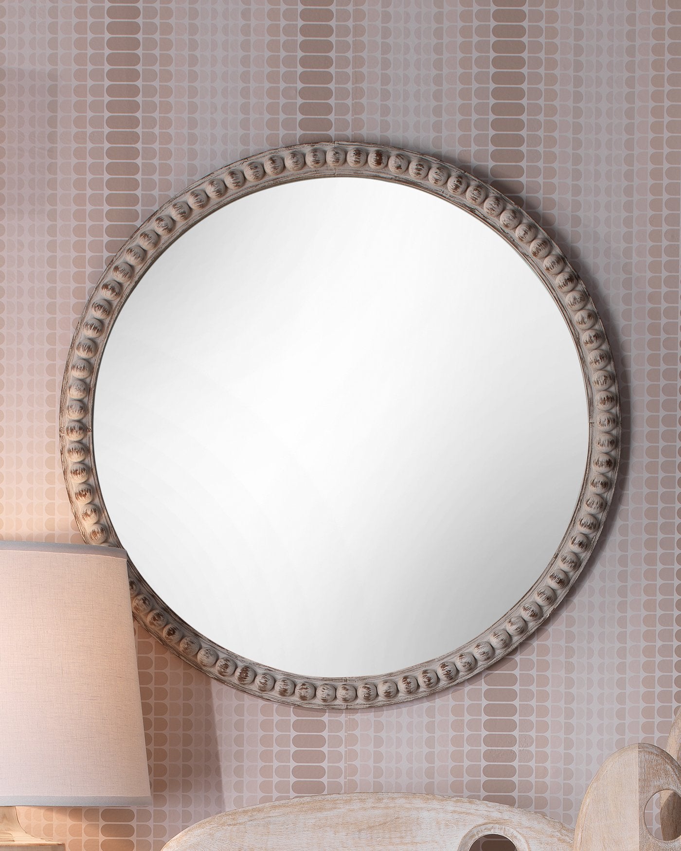 Jamie Young Audrey Beaded Mirror In White Wood