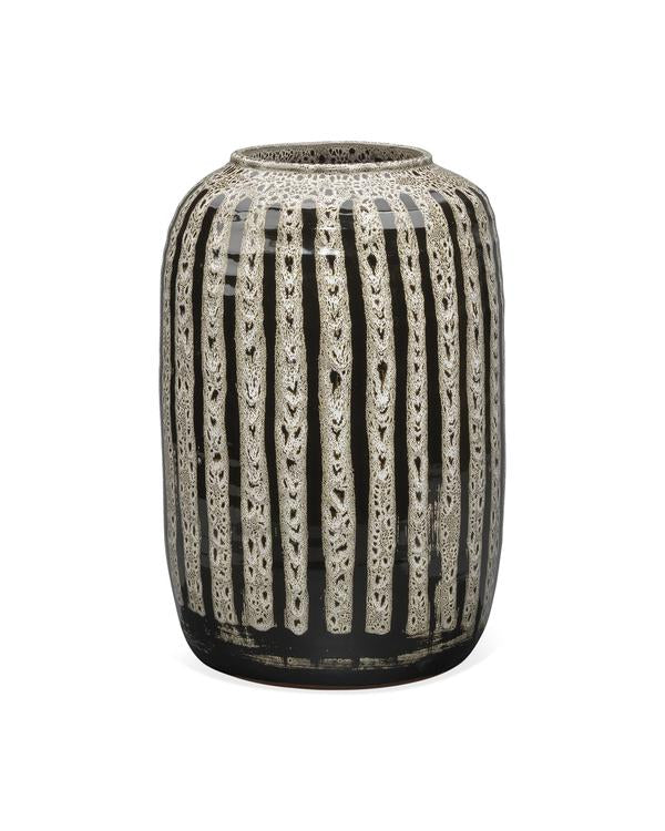 Jamie Young Barnaby Vase In Beige & Black Ceramic
