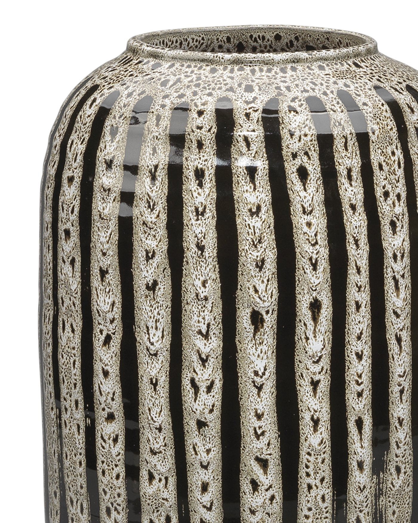 Jamie Young Barnaby Vase In Beige & Black Ceramic
