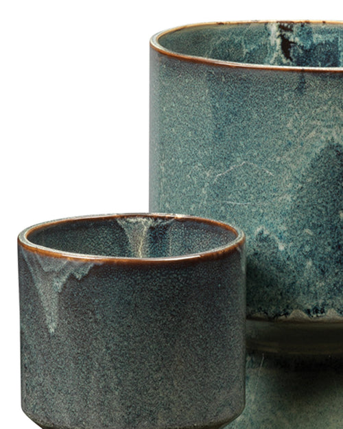 Jamie Young Berkeley Pots In Blue Ceramic (Set Of 3)