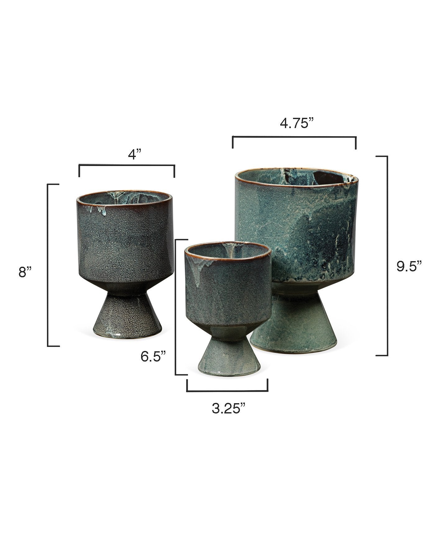 Jamie Young Berkeley Pots In Blue Ceramic (Set Of 3)