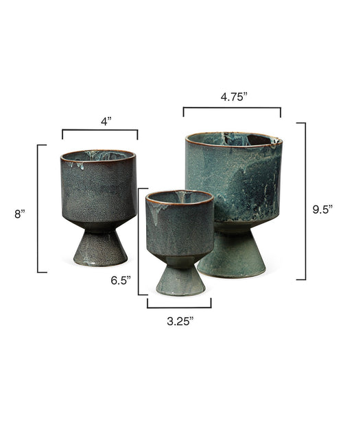 Jamie Young Berkeley Pots In Blue Ceramic (Set Of 3)