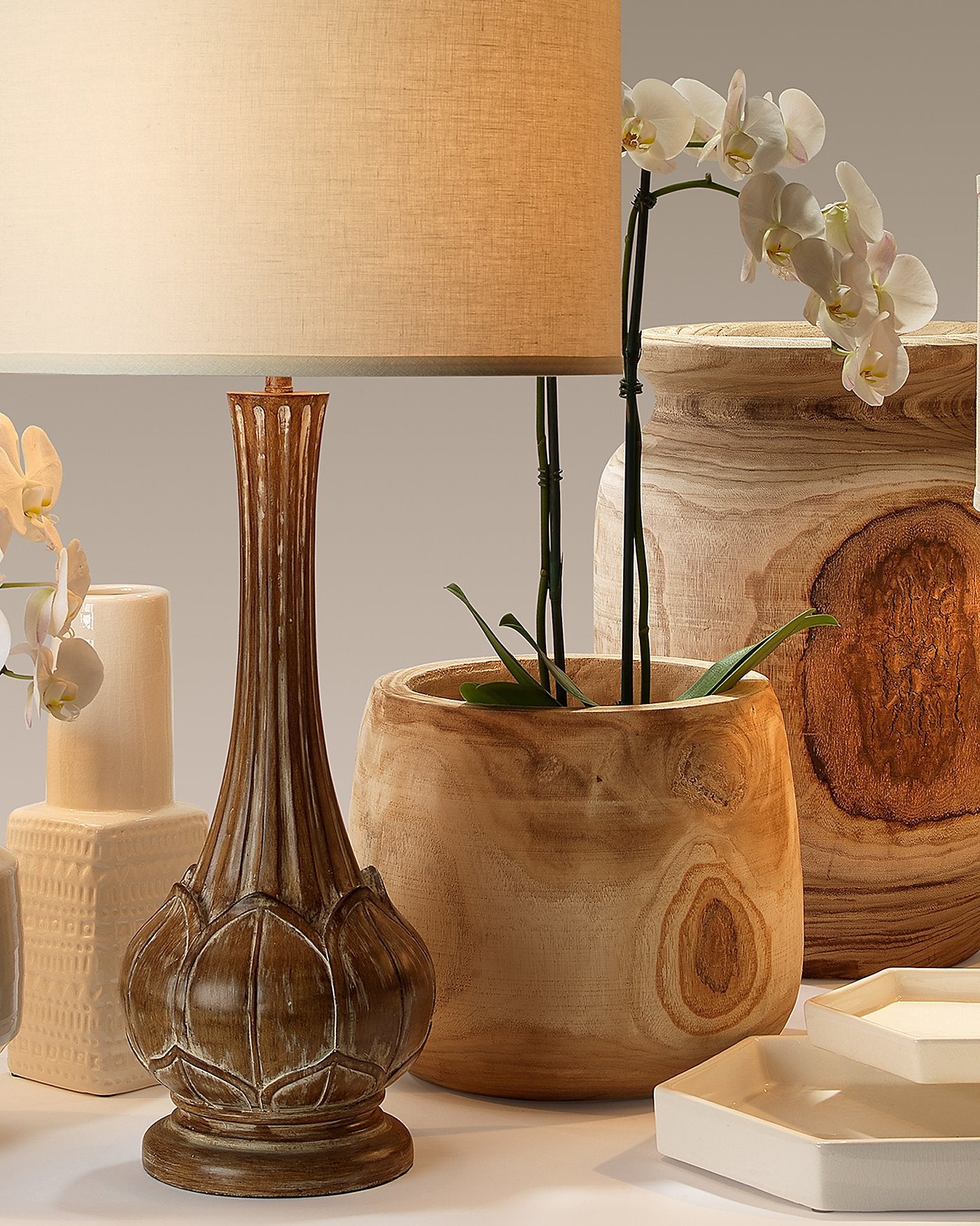 Jamie Young Brea Wooden Vase In Natural Wood