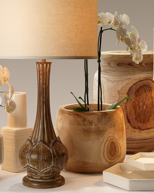 Jamie Young Brea Wooden Vase In Natural Wood