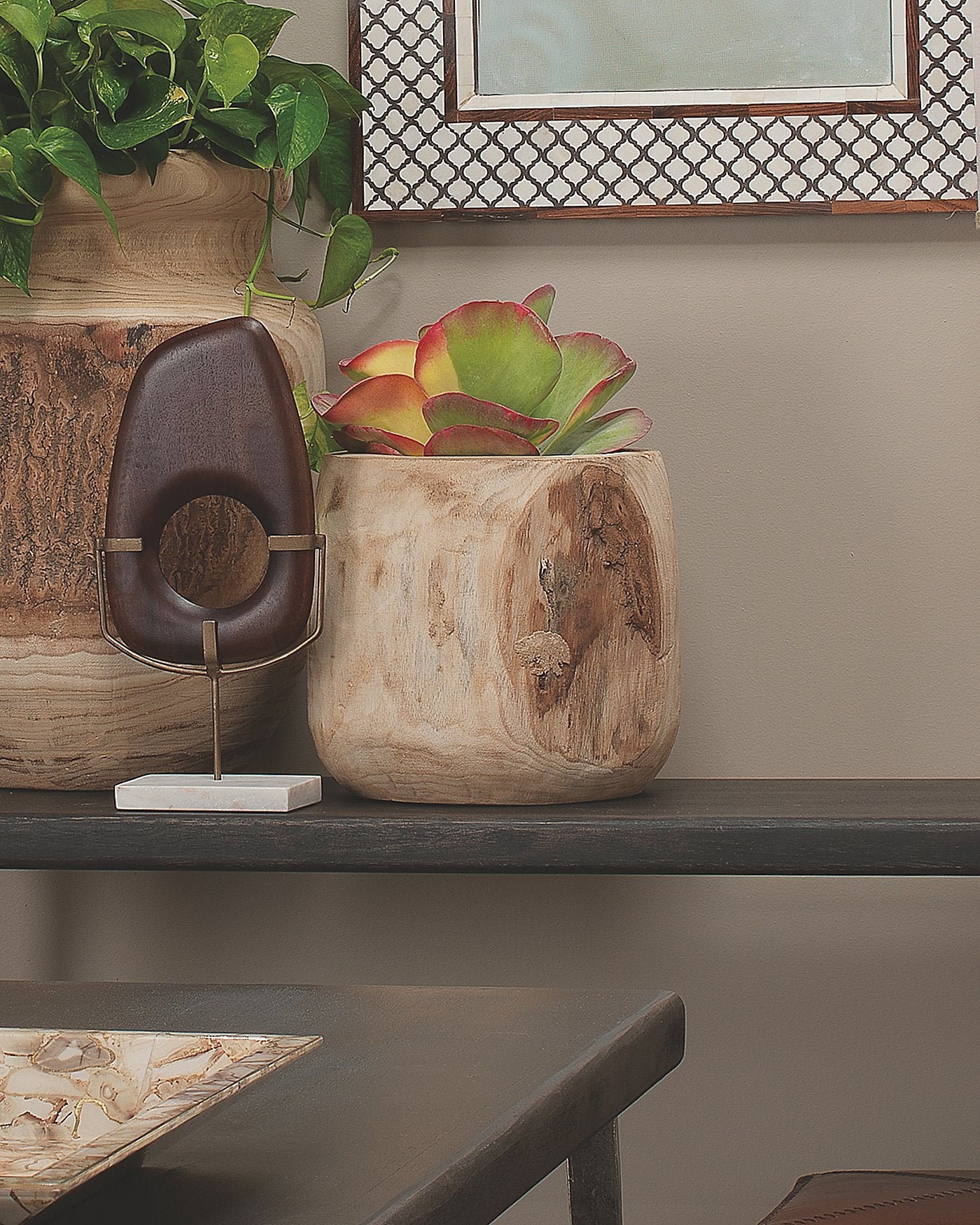 Jamie Young Brea Wooden Vase In Natural Wood