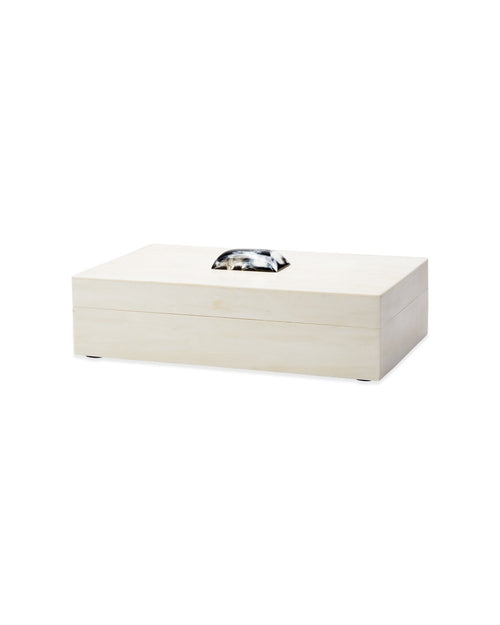 Jamie Young Constantine Large Rectangle Box In Cream Resin With Horn Accent