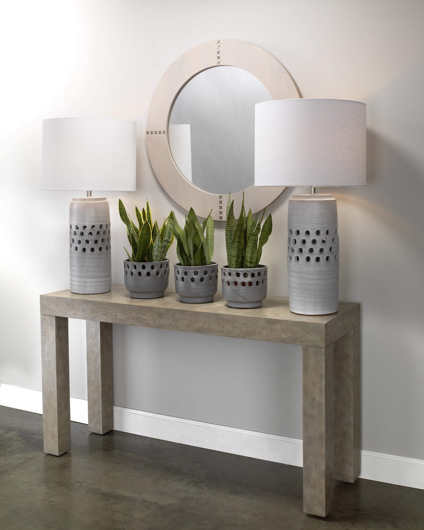 Jamie Young Round Cross Stitch Mirror