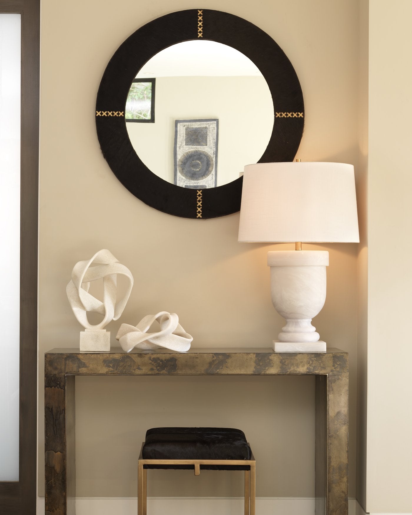 Jamie Young Intertwined Object On Stand In Off White Resin