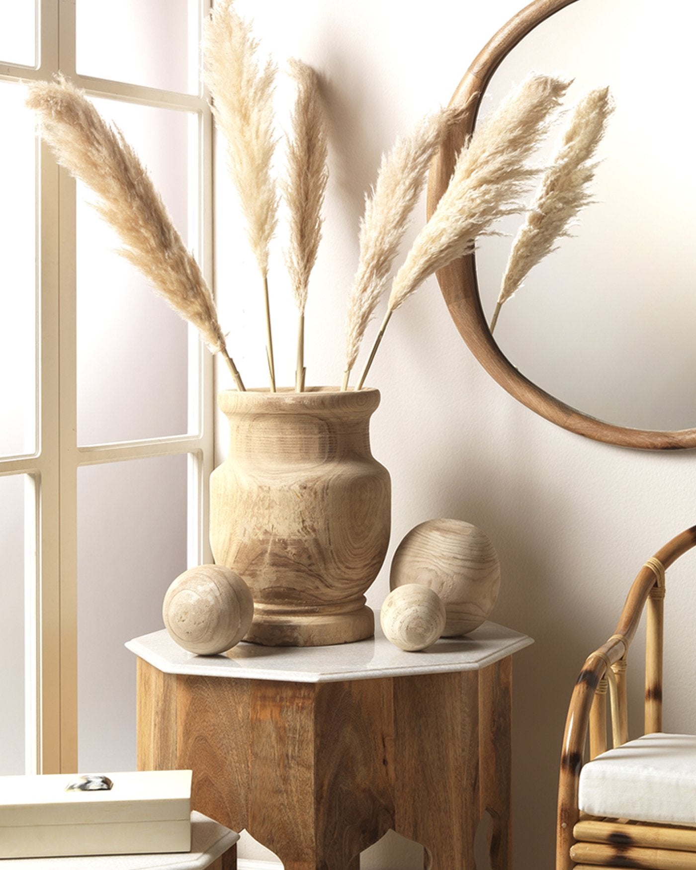 Jamie Young Laguna Wooden Vase In Natural Wood