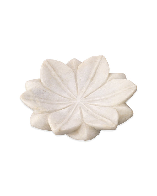 Jamie Young Small Lotus Plates In White Marble (Set Of 3)