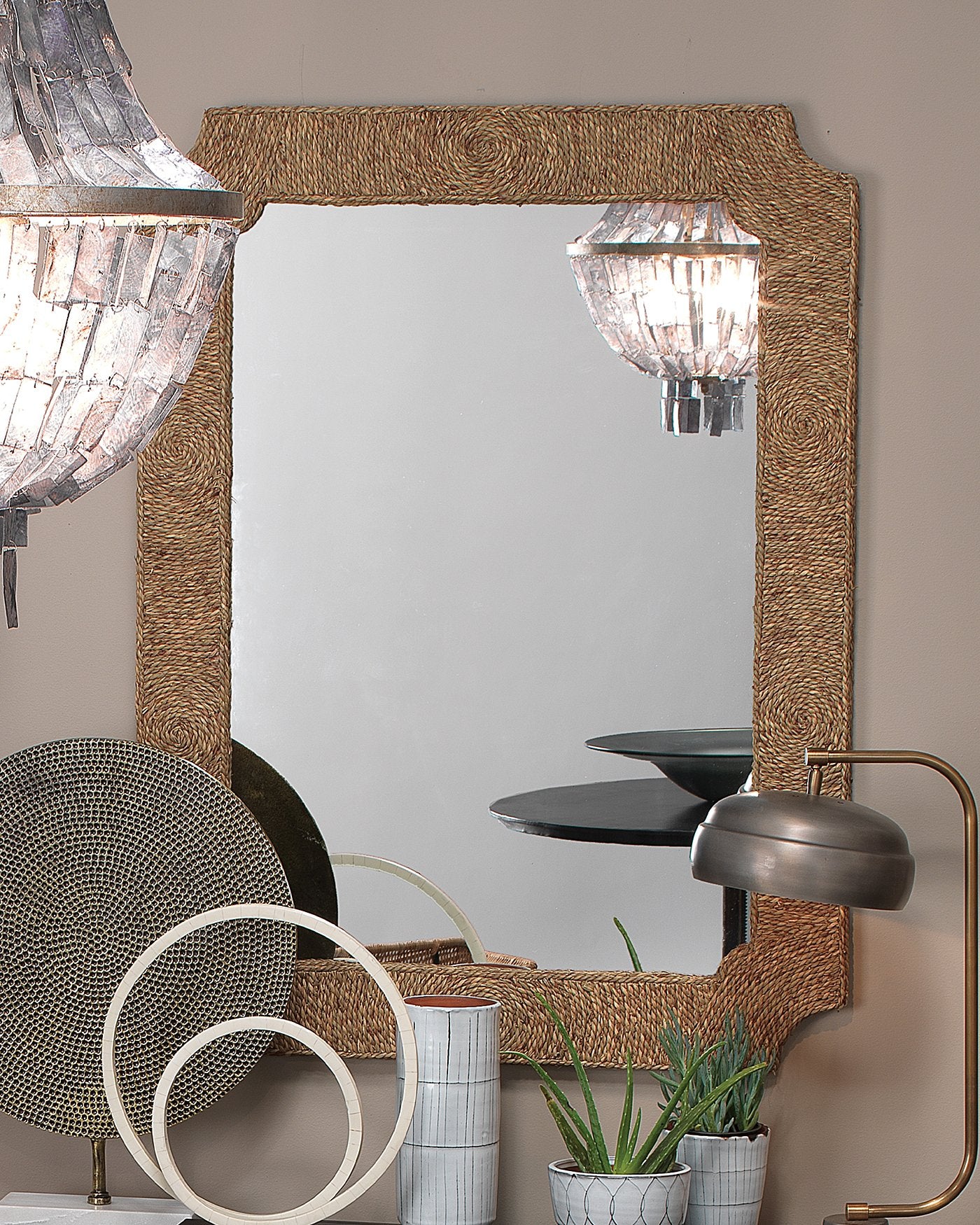 Jamie Young Marina Mirror In Natural Seagrass