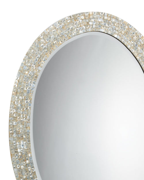Jamie Young Large Oval Mirror In Mother Of Pearl