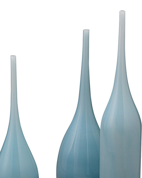 Jamie Young Pixie Decorative Vases In Periwinkle Blue Glass (Set Of 3)