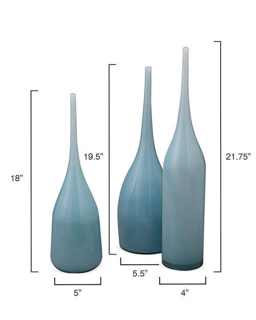 Jamie Young Pixie Decorative Vases In Periwinkle Blue Glass (Set Of 3)