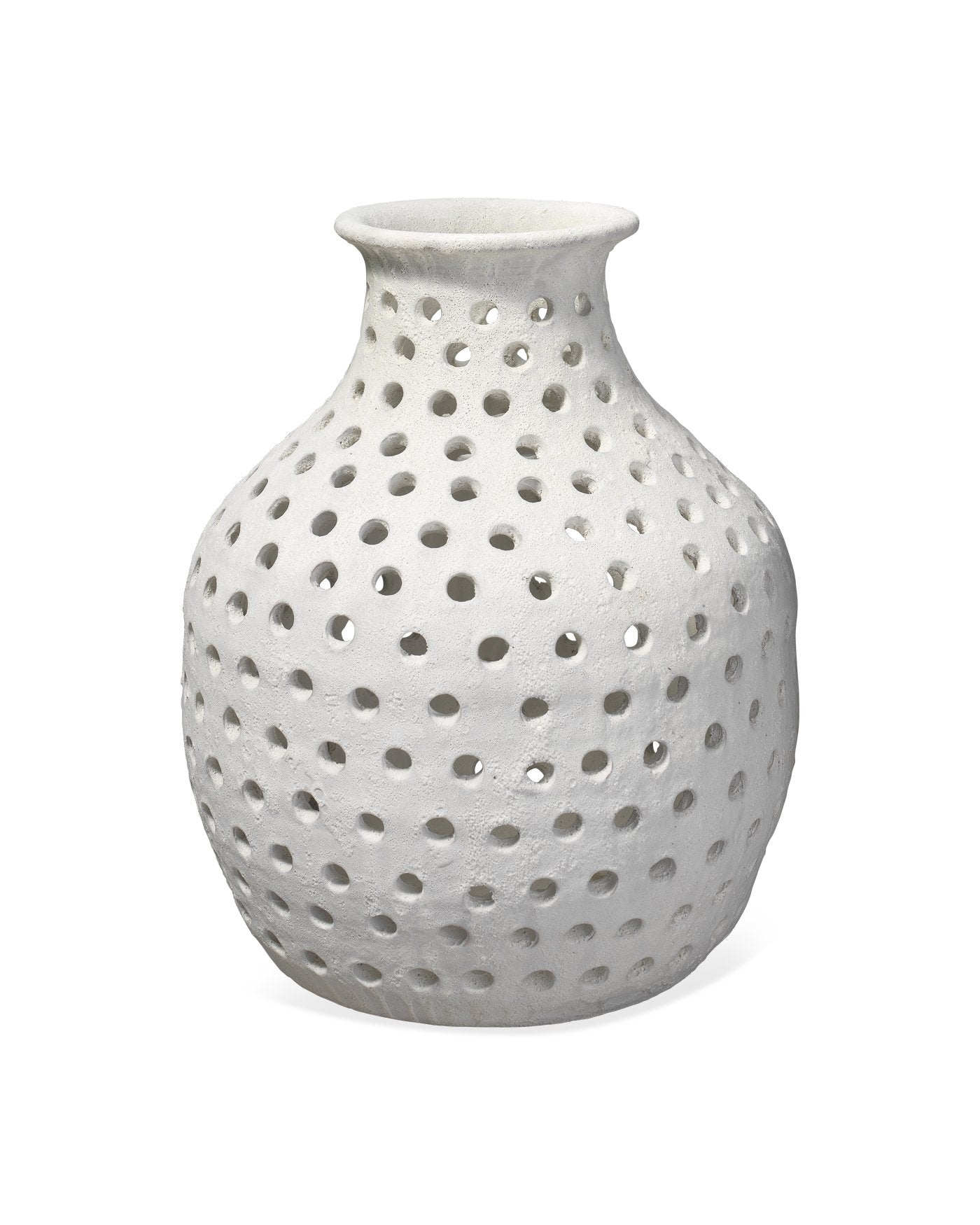 Jamie Young Small Porous Vase In Matte White Ceramic