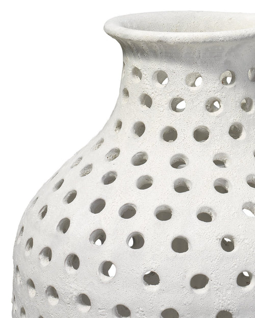 Jamie Young Small Porous Vase In Matte White Ceramic