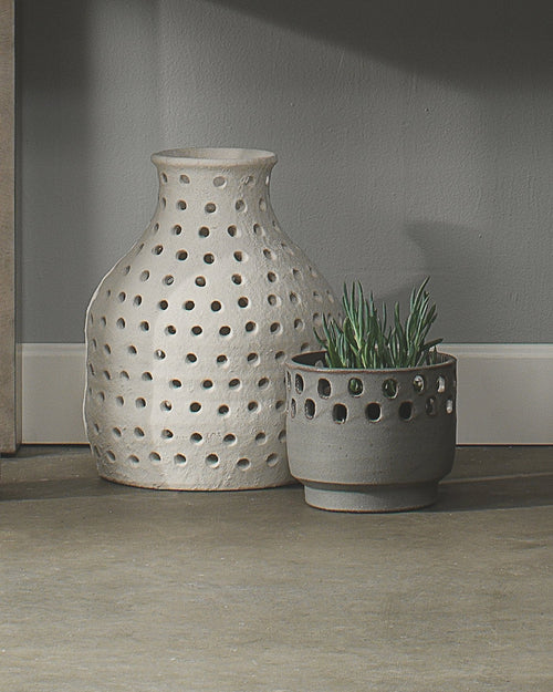 Jamie Young Porous Vase In Matte White