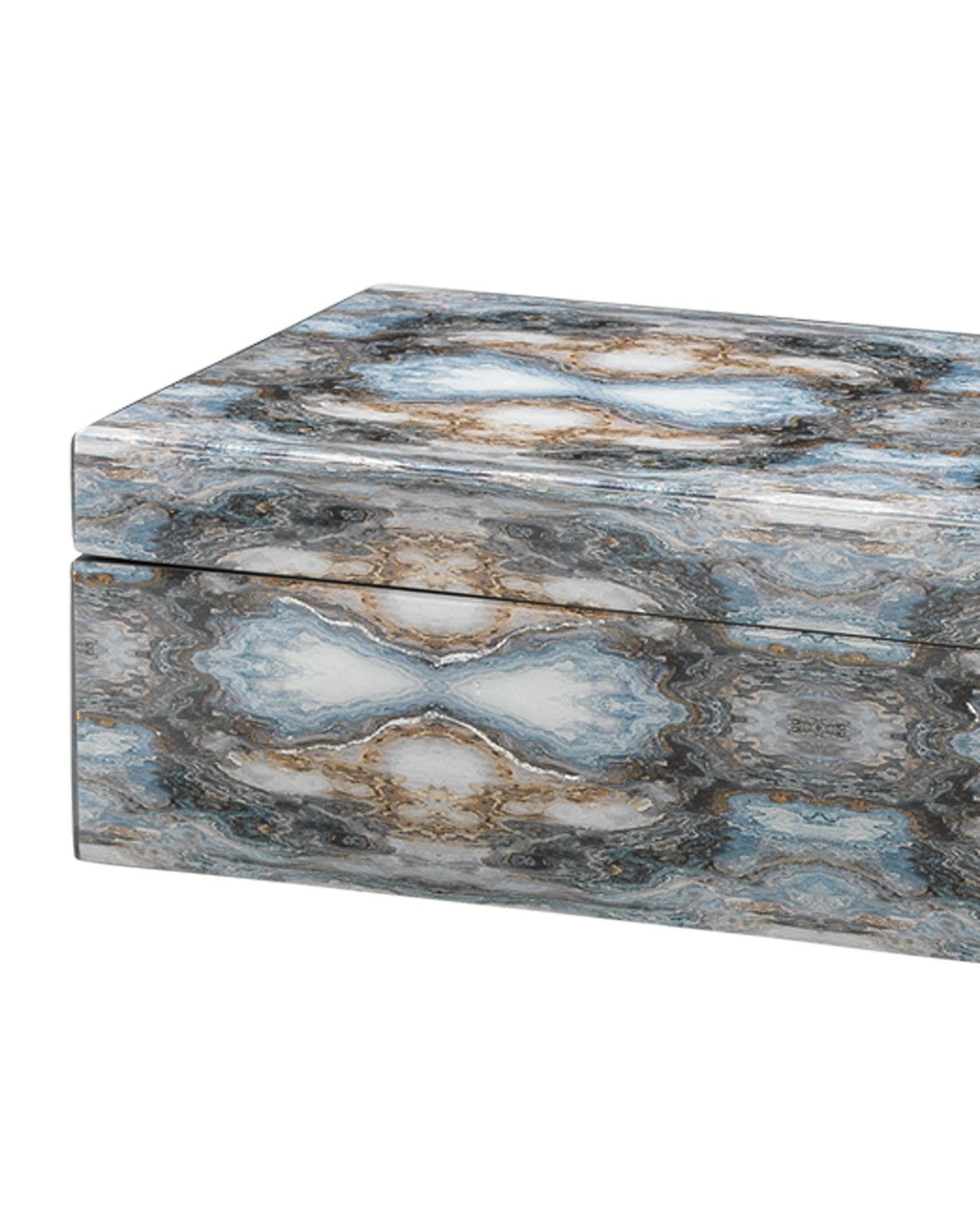 Jamie Young Rorschach Long Box In Indigo Blue Lacquer