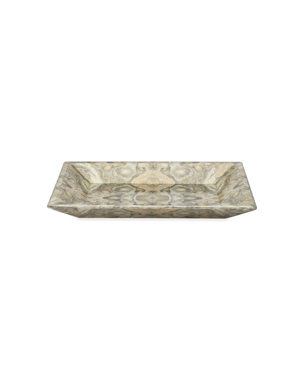 Jamie Young Rorschach Tray In Grey & Cream Lacquer