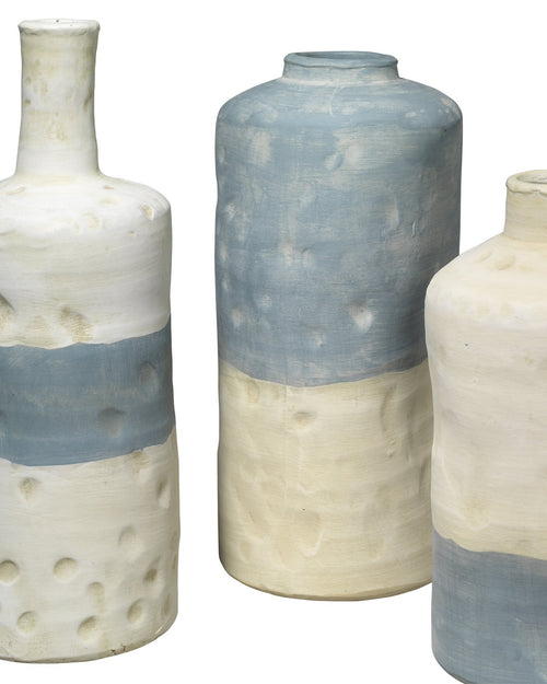 Jamie Young Sedona Vessels In Blue And White Ceramic (Set Of 3)