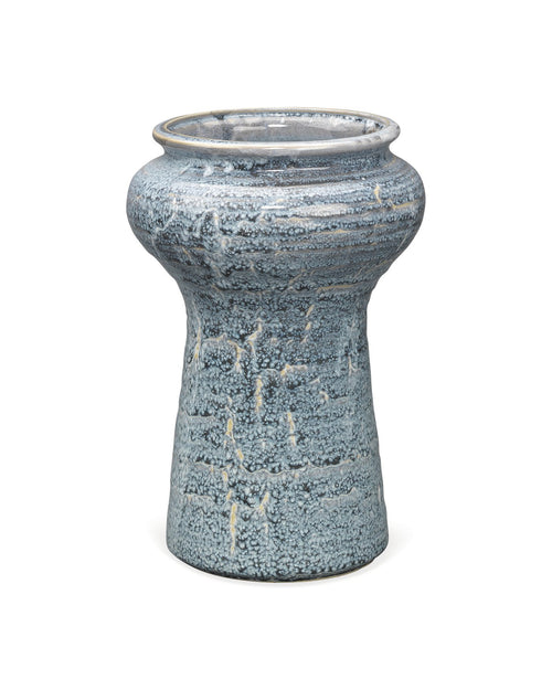 Jamie Young Snorkel Vases In Blue Reactive Glaze (Set Of 2)