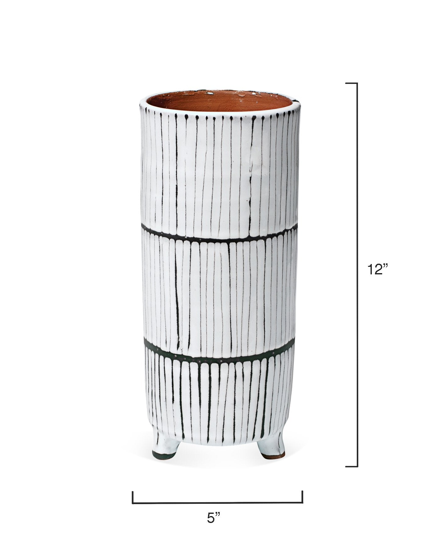 Jamie Young Striae Vessels In Cream & Dark Grey Ceramic (Set Of 3)