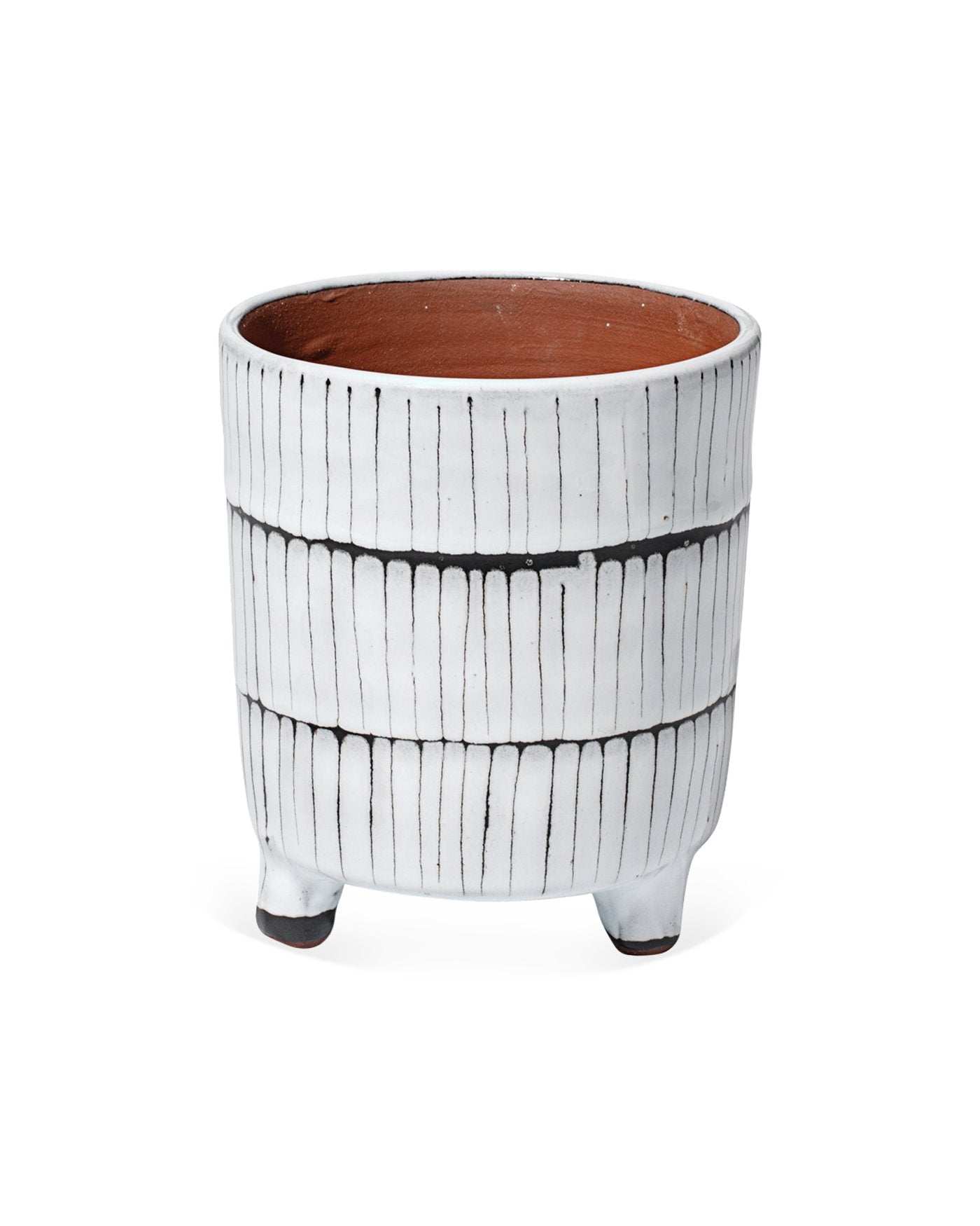 Jamie Young Striae Vessels In Cream & Dark Grey Ceramic (Set Of 3)