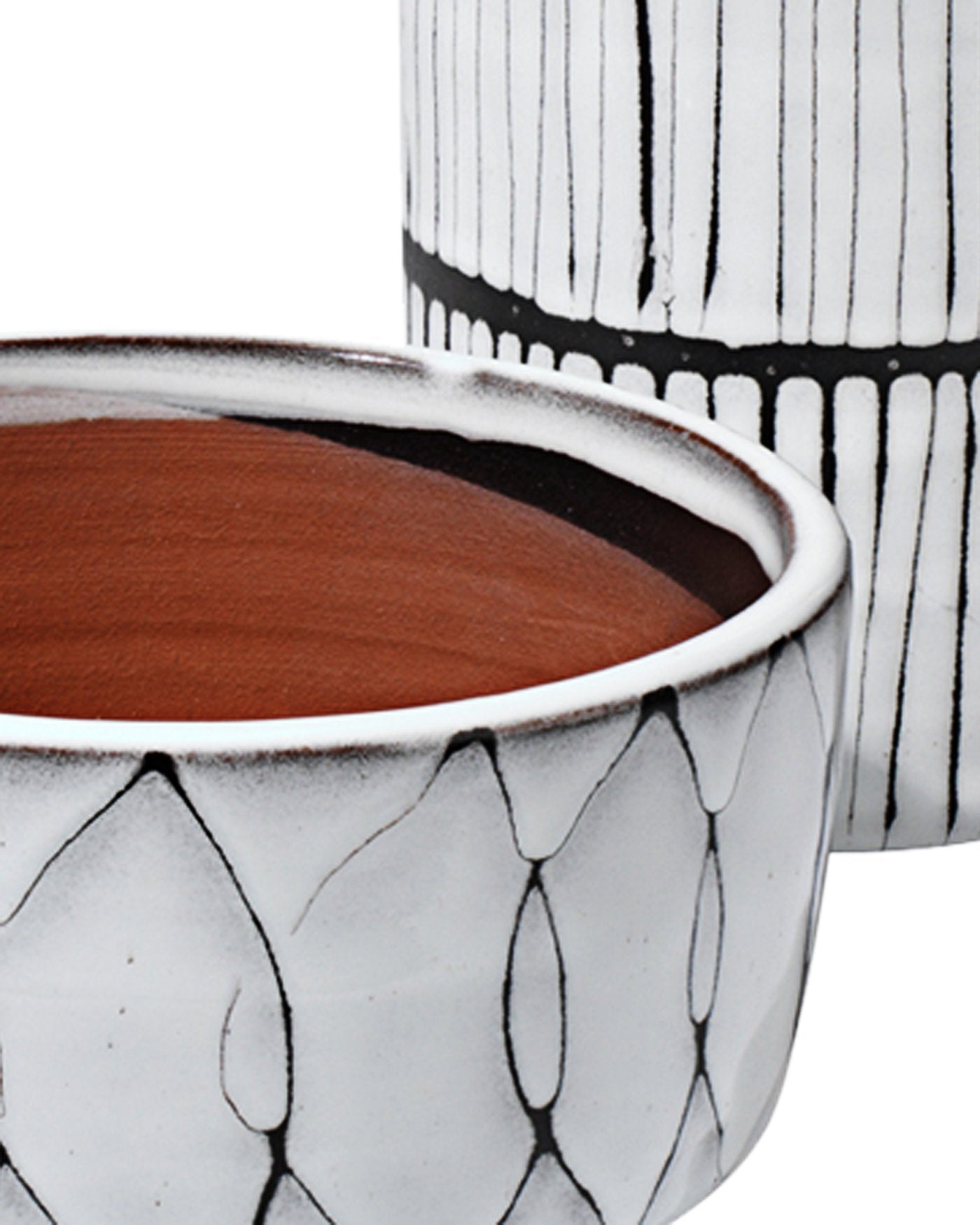 Jamie Young Striae Vessels In Cream & Dark Grey Ceramic (Set Of 3)