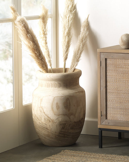 Jamie Young Topanga Wooden Vase In Natural Wood