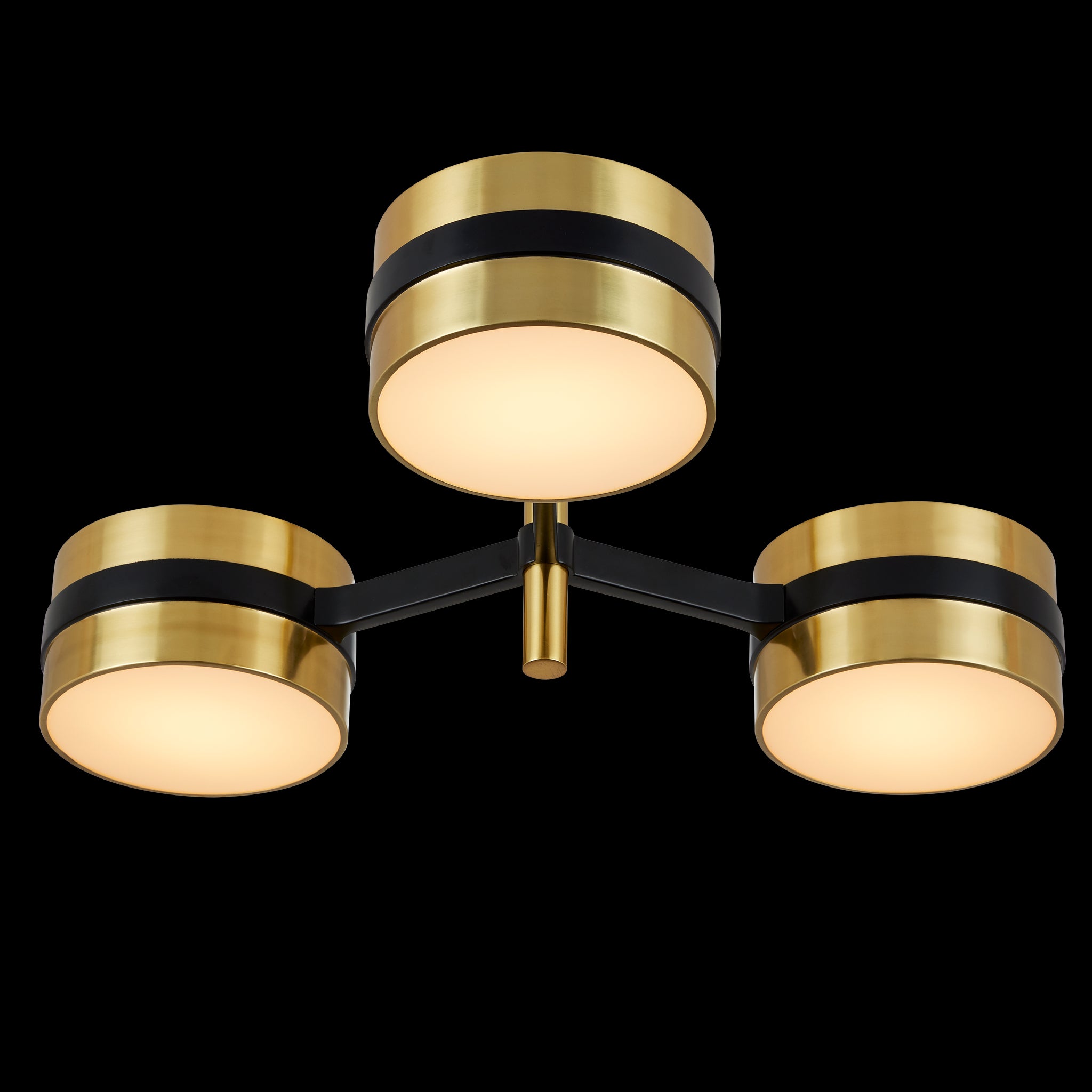 Currey & Company Heybrook 26" Brass 3 Light Led Semi Flush Mount