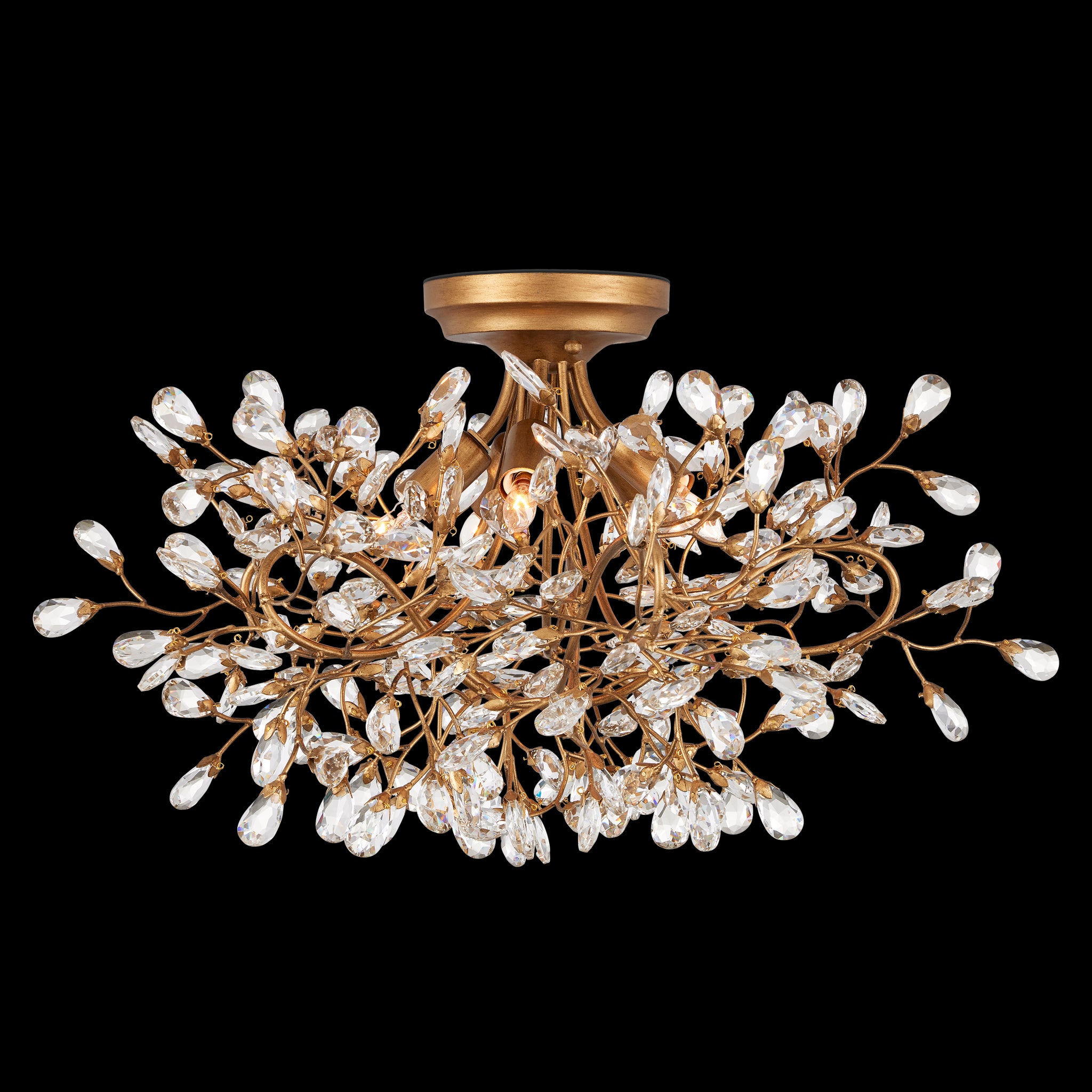 Currey & Company Crystal Bud 24" 5 Light Semi Flush Mount