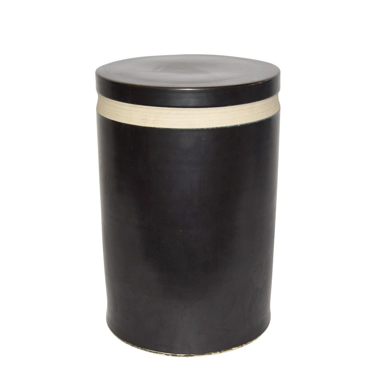 Matt Black Cylinder Stool By Legends Of Asia