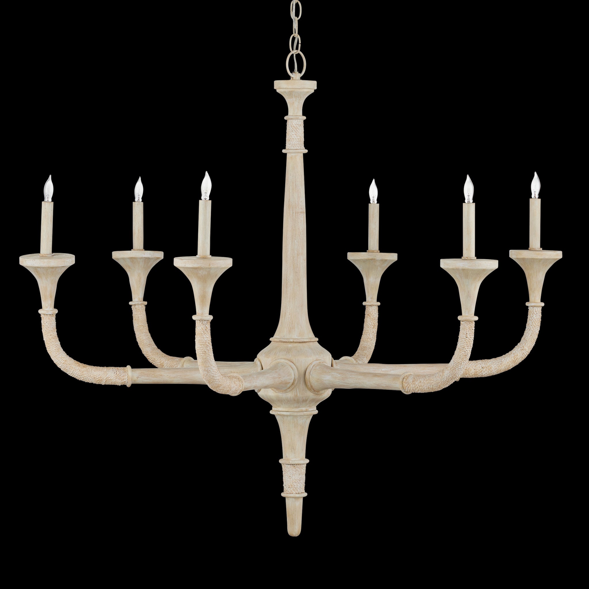 Currey & Company Aleister 43.5" Sandstone 6 Light Chandelier