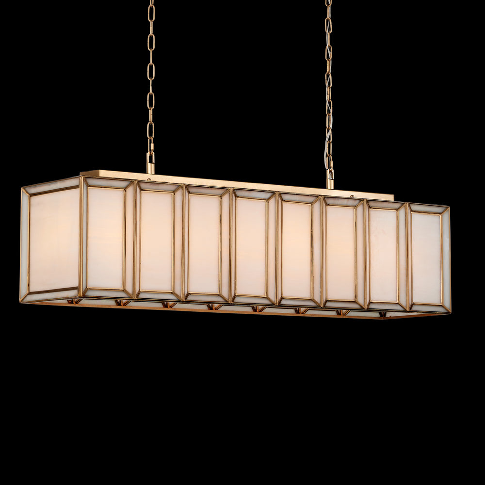 Currey & Company Daze 39.5" Milk Glass 6 Light Rectangular Chandelier