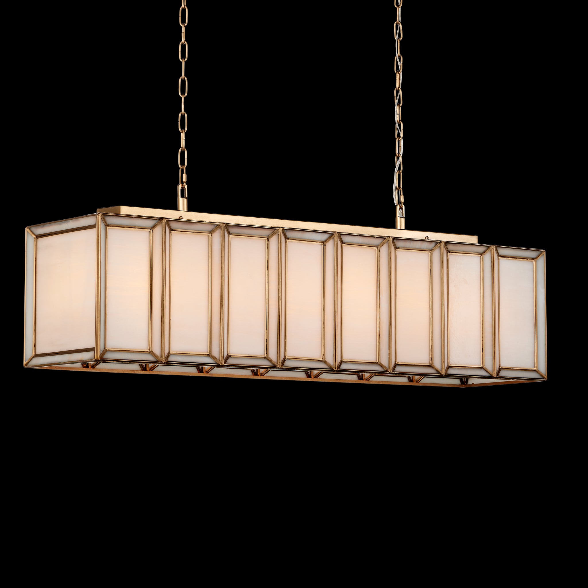 Currey & Company Daze 39.5" Milk Glass 6 Light Rectangular Chandelier