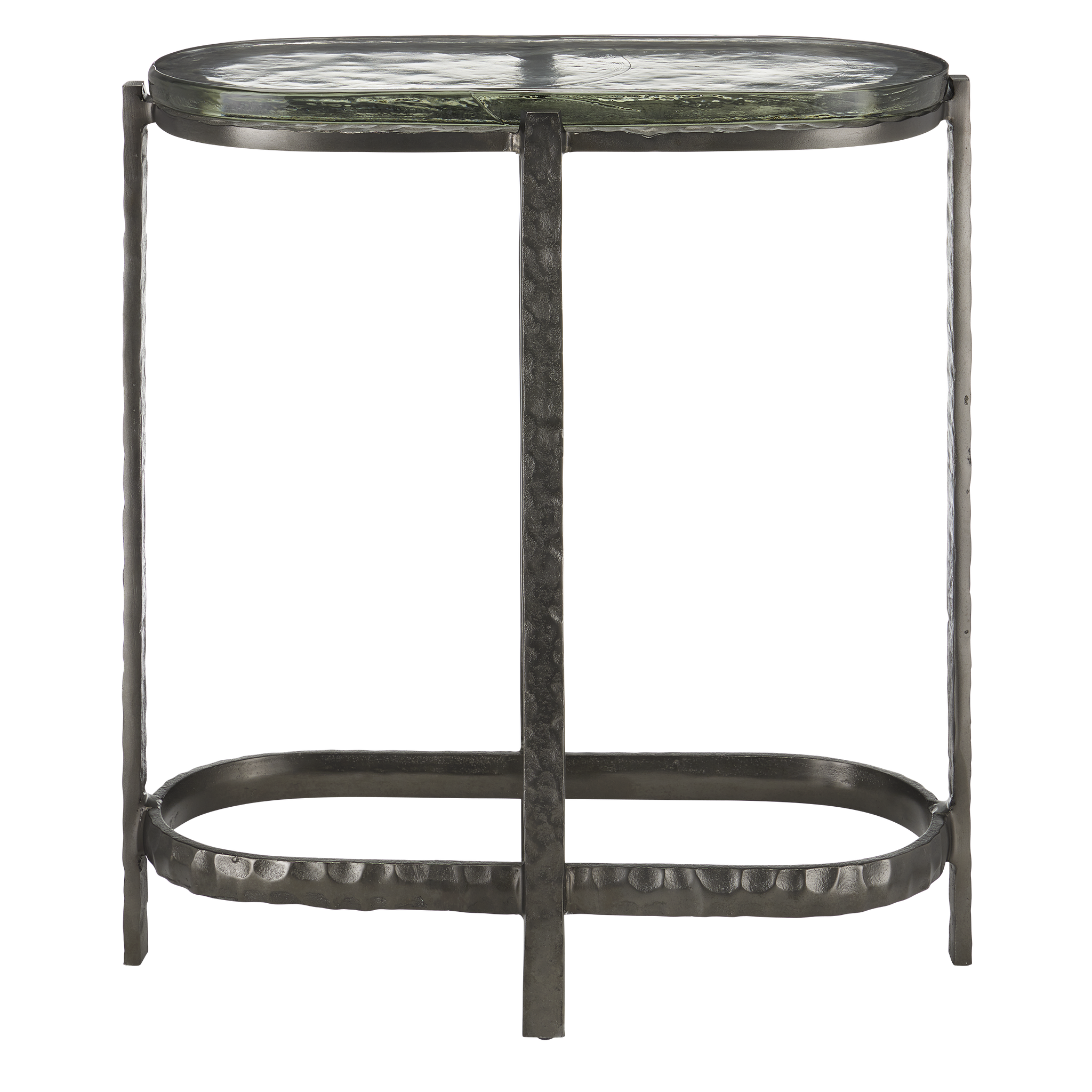 Currey & Company 21" Acea Graphite Side Table With Cast Glass