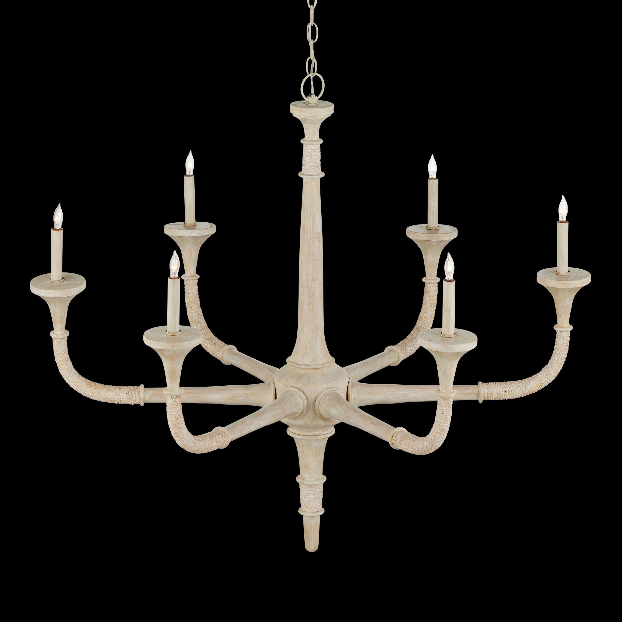 Currey & Company Aleister 43.5" Sandstone 6 Light Chandelier