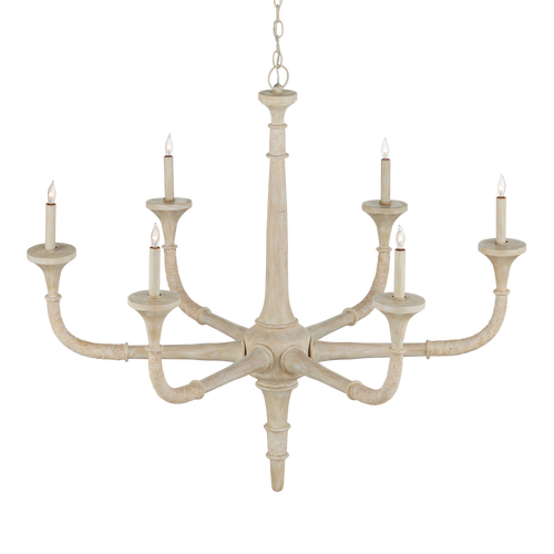 Currey & Company Aleister 43.5" Sandstone 6 Light Chandelier