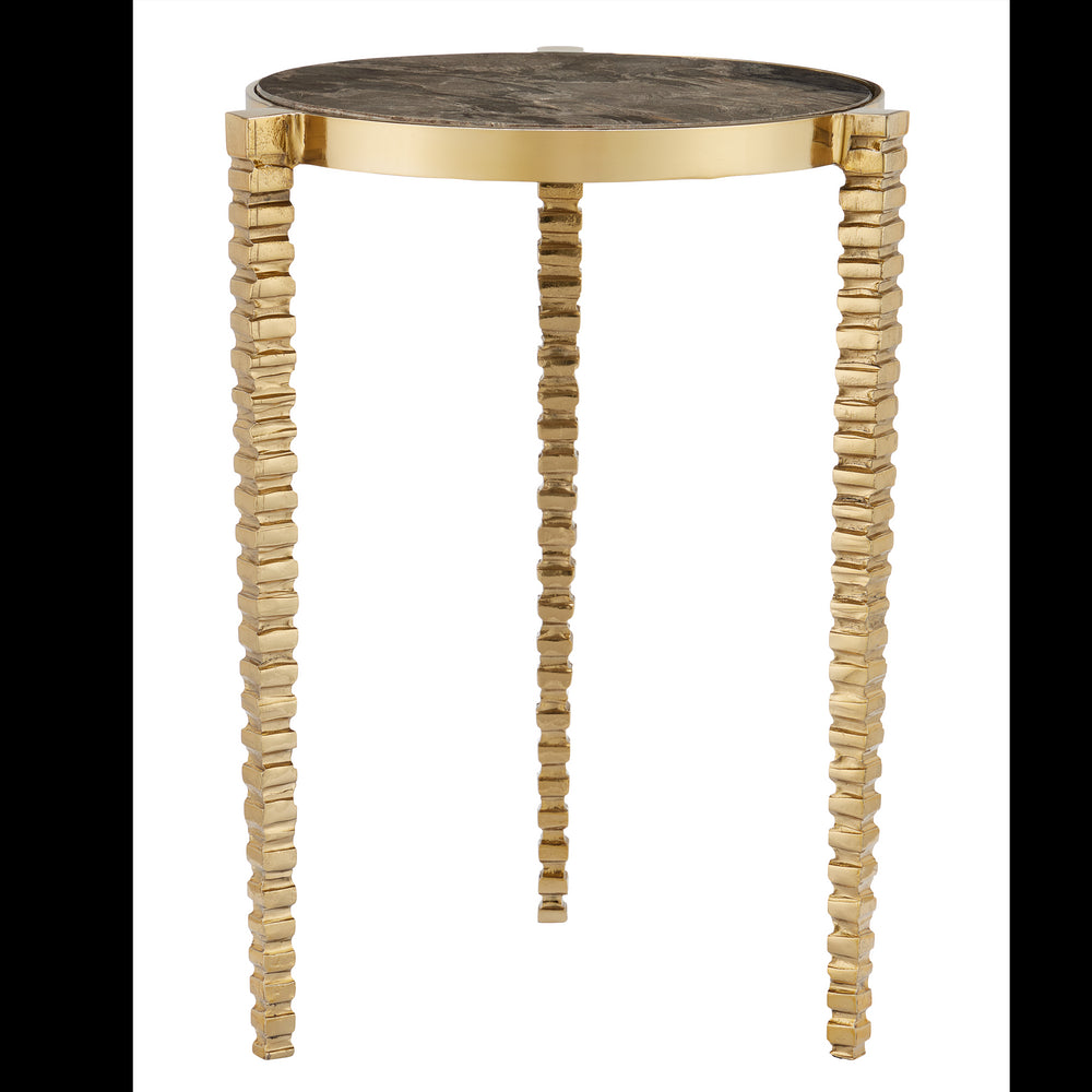 Currey & Company 18" Corrado Cappuccino Marble Accent Table