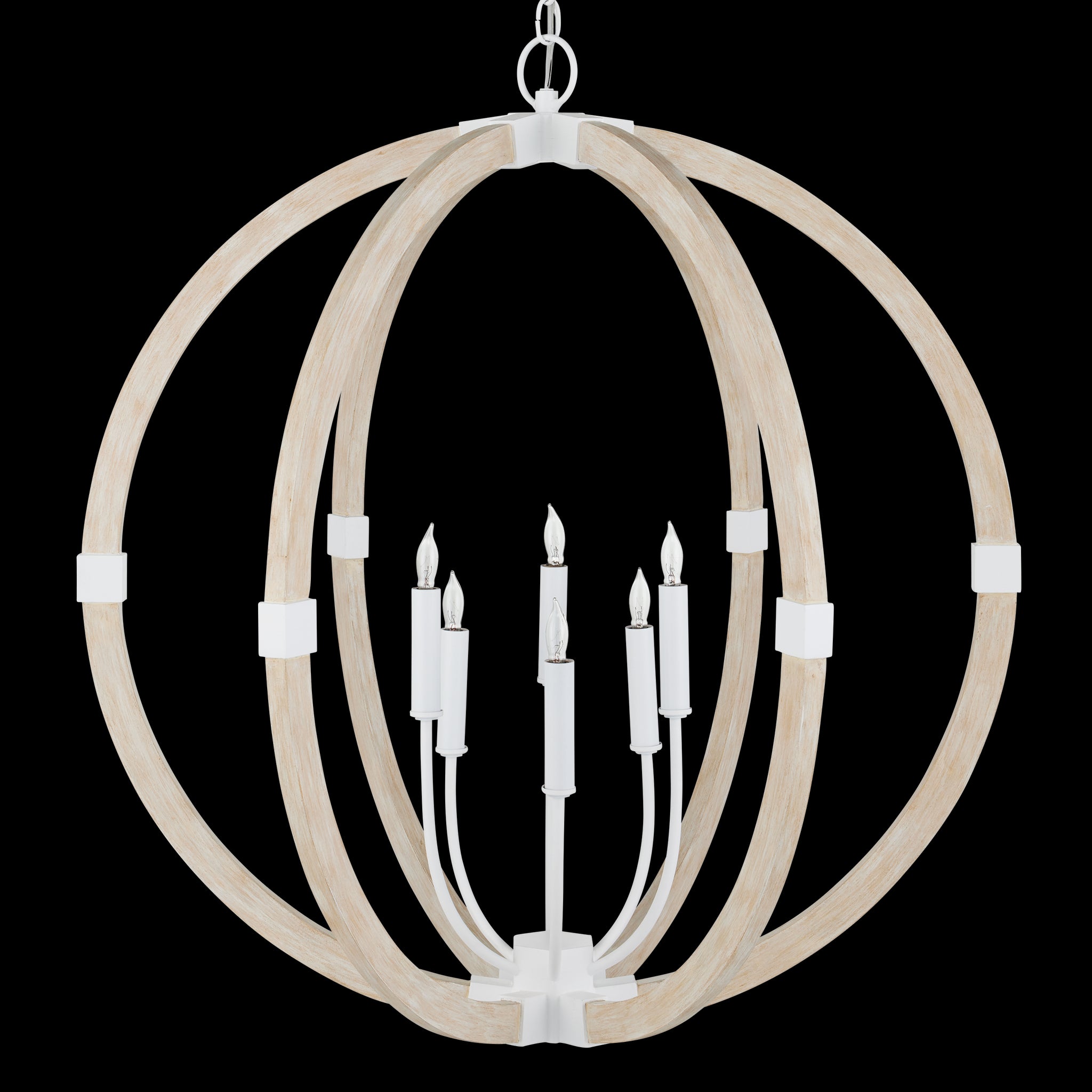 Currey & Company Bastian 31" Sandstone 6 Light Orb Chandelier
