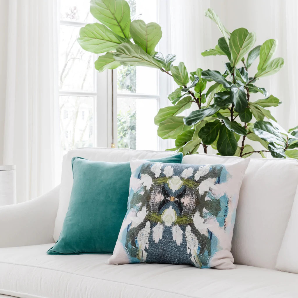 Laura Park Teal Blue Velvet Pillow