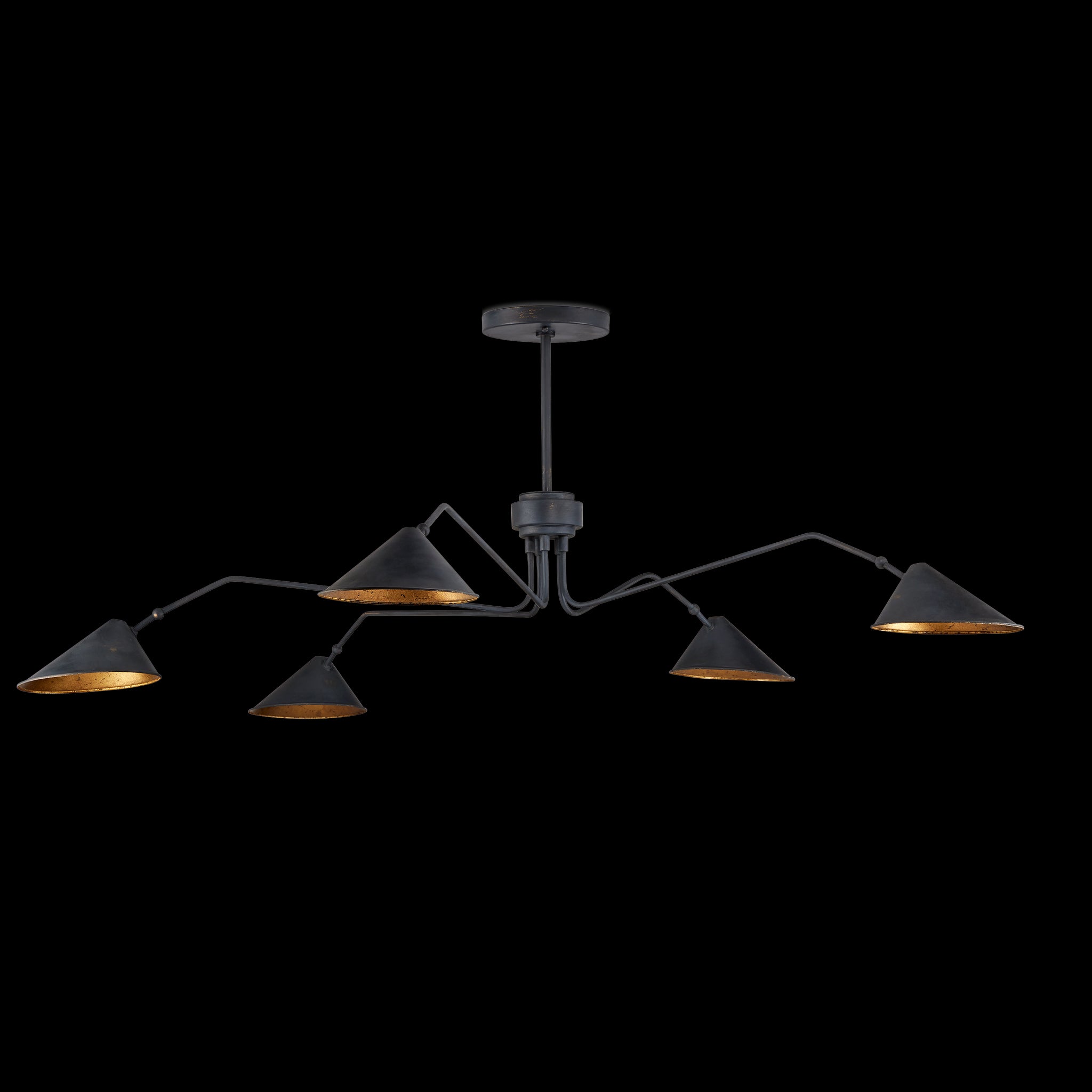 Currey & Company Serpa 81" Black 5 Light Chandelier
