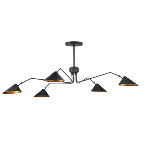 Currey & Company Serpa 81" Black 5 Light Chandelier