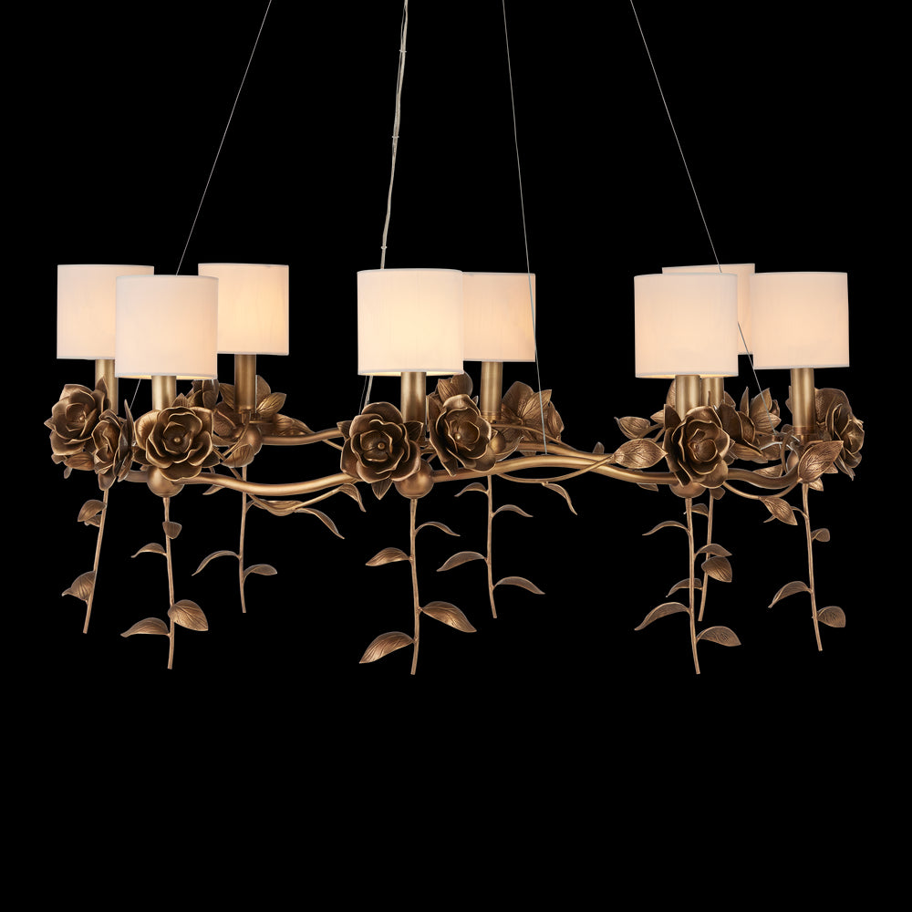 Currey & Company Rosabel 35" Brass 8 Light Chandelier