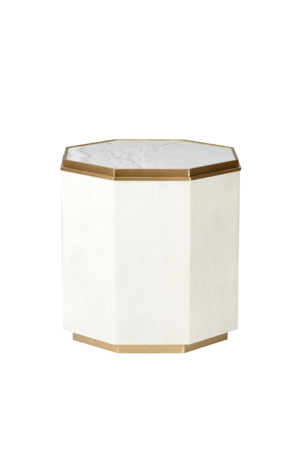 Chelsea House Bunching Cocktail Table in Ivory Grasscloth and Brass