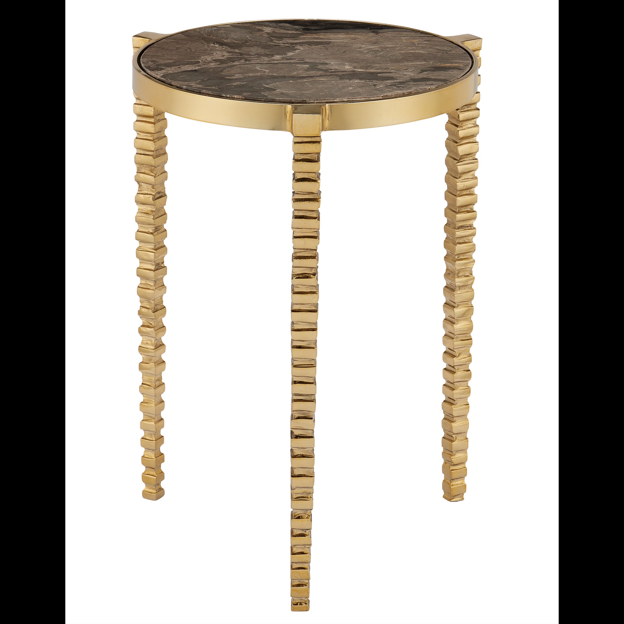 Currey & Company 18" Corrado Cappuccino Marble Accent Table