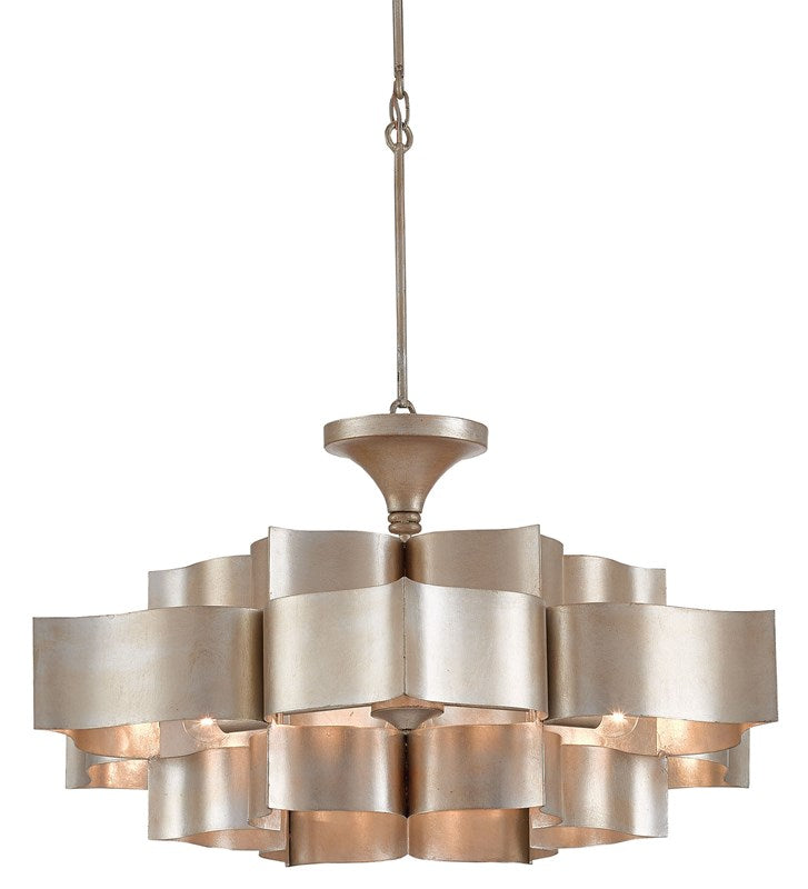 Currey and Company - Grand Lotus Silver Large Chandelier